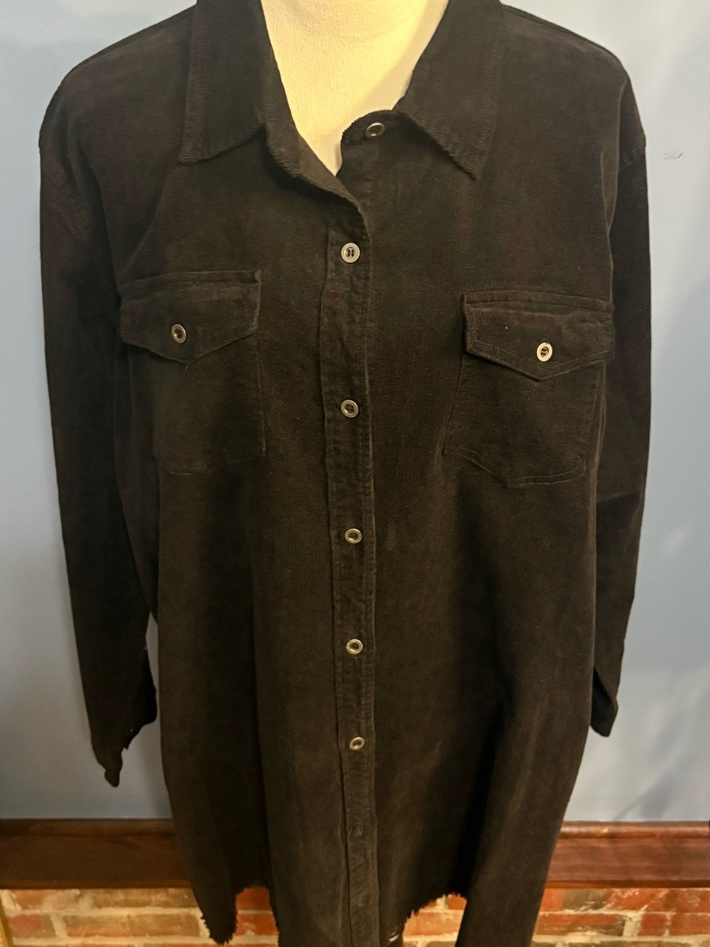 Classic Black Corduroy Shirt Jacket/Dress - Women